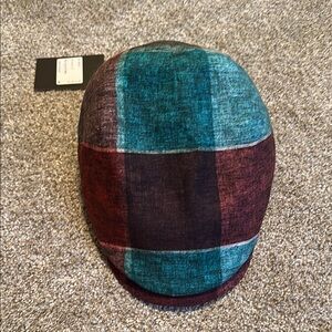 Hologramme Paris Red and Blue Plaid Flat Cap size 58 Cotton